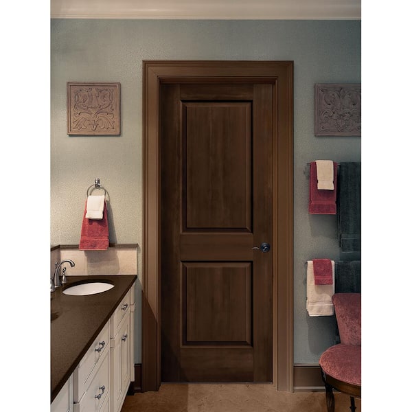 28 in. x 80 in. Carrara 2 Panel Left-Hand Hollow Core Milk Chocolate Stain Molded Composite Single Prehung Interior Door