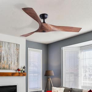 52 in. Walnut Modern DC Motor Ceiling Fan with Remote Control and 6 Speeds