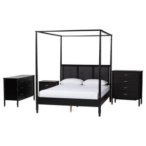 Marisela 4-Piece Black Wood King Bedroom Set