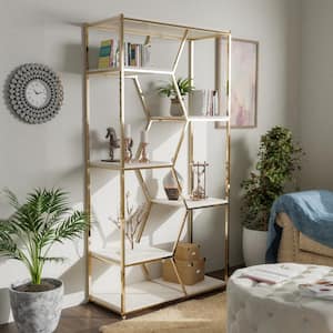 72 in. Champagne Gold Metal 7-shelf Etagere Bookcase with Open Back
