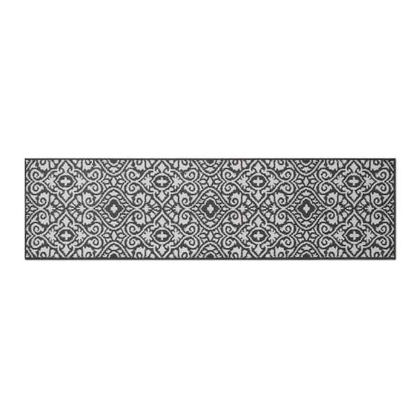 Feya 2-Tone Dark Grey/Ivory 2 ft. x 6 ft. Tufted Persian Polypropylene Runner Rug