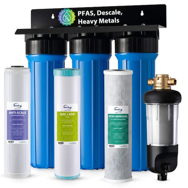 WGB32B-PFKDS+WSP50J Whole House Water Filter System, Reduces PFAS, Heavy Metals, Scale, Chlorine, Jumbo Sediment Filter
