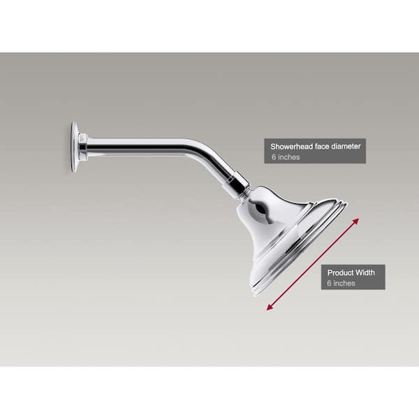 KOHLER Devonshire 1-Spray 5.9 in. Single Wall Mount Fixed Shower Head in Polished Chrome