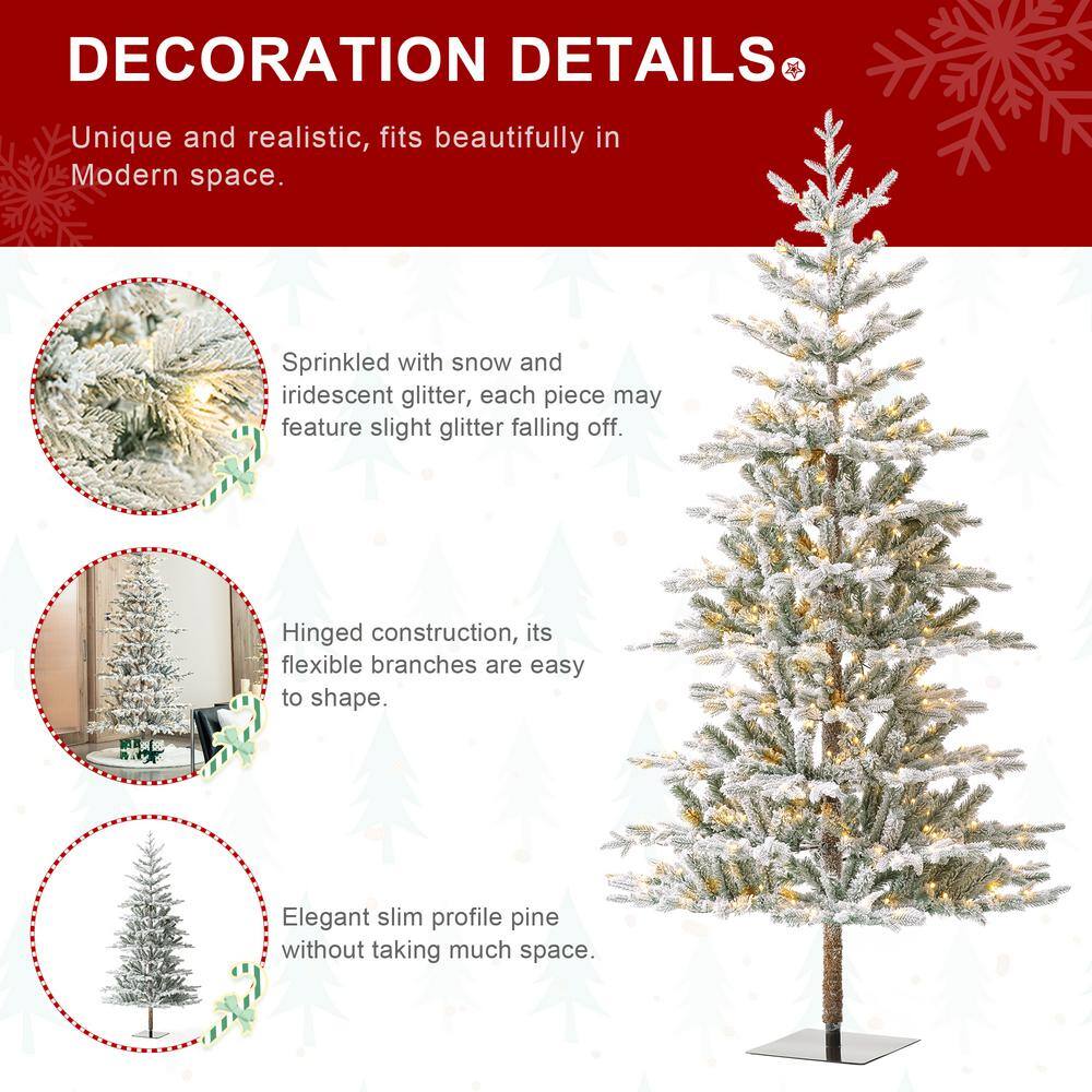 8ft Pre-Lit Flocked Fir Artificial Christmas Tree with Warm White Lights