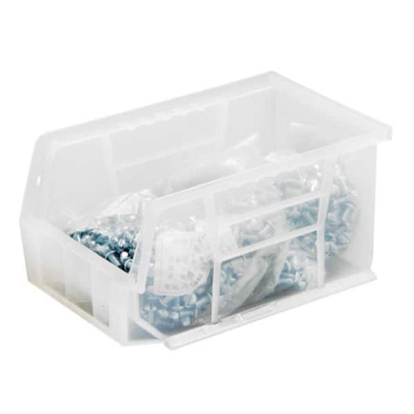 Quantum Storage - Single Compartment Beige/Clear Small Parts Tip Out  Stacking Bin Organizer - 02672608 - MSC Industrial Supply