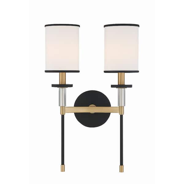 Crystorama Hatfield 2-Light Black Forged Plus Vibrant Gold Wall Mount