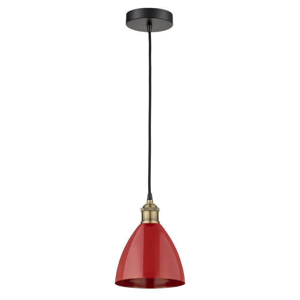 Plymouth Dome 100-Watt 1-Light Black Antique Brass Standard Mini Pendant Light with Metal Shade price history on PriceWatchPro