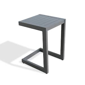 Light Gray C-shaped Aluminum Outdoor Side Table
