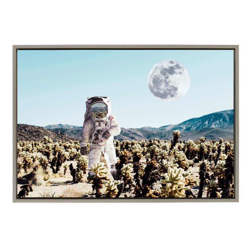 Gray Astronaut Desert Moon Canvas Print, 23 x 33
