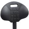 Close-up of the backrest of a National Public Seating black polyurethane task chair.