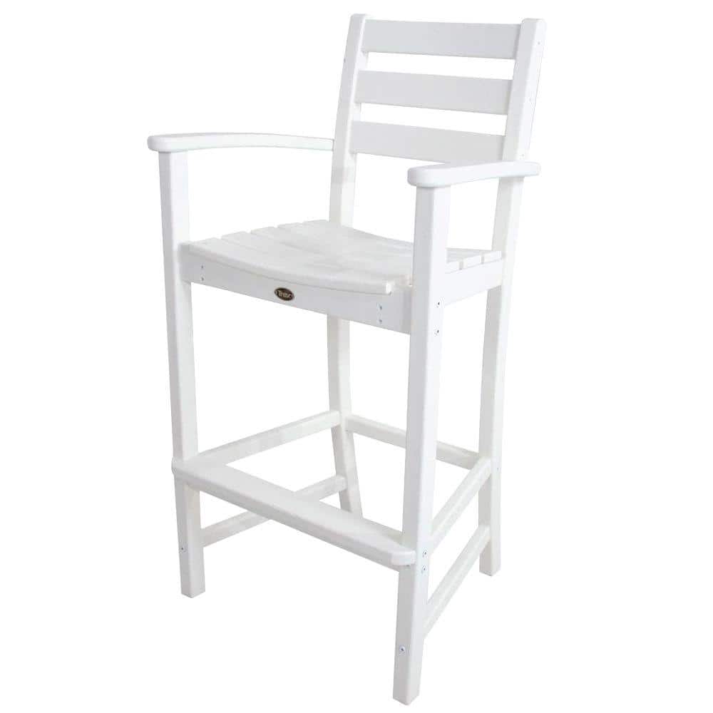 Trex Outdoor Furniture Monterey Bay Armed Classic White Plastic Outdoor Bar Stool TXD202CW The