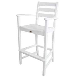 Monterey Bay Armed Classic White Plastic Outdoor Bar Stool