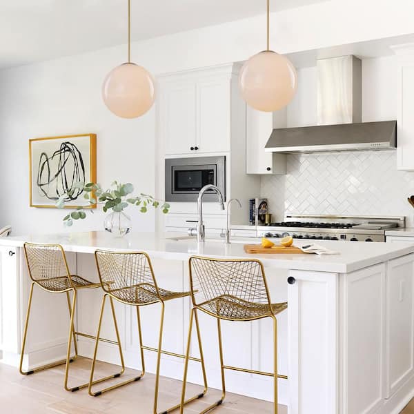 Y'INSP 15.7 in. 1-Light Brass Mid-Century Modern Hanging Pendant
