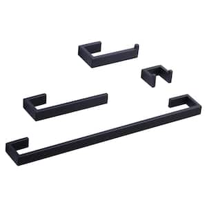 4-Piece Wall Mounted Bath Hardware Set Included Mounting Hardware in Matte Black