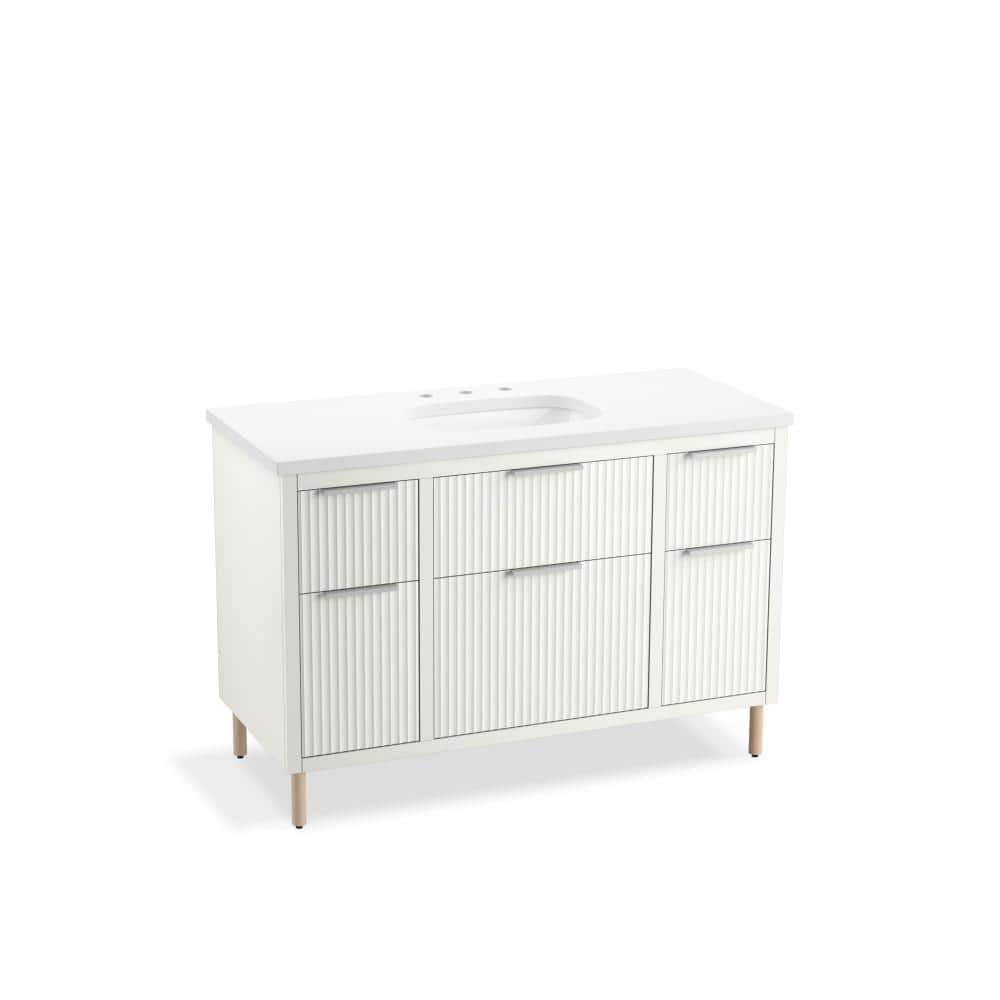 Spacity 48" White Wall-Hung Bathroom Vanity with Quartz Top