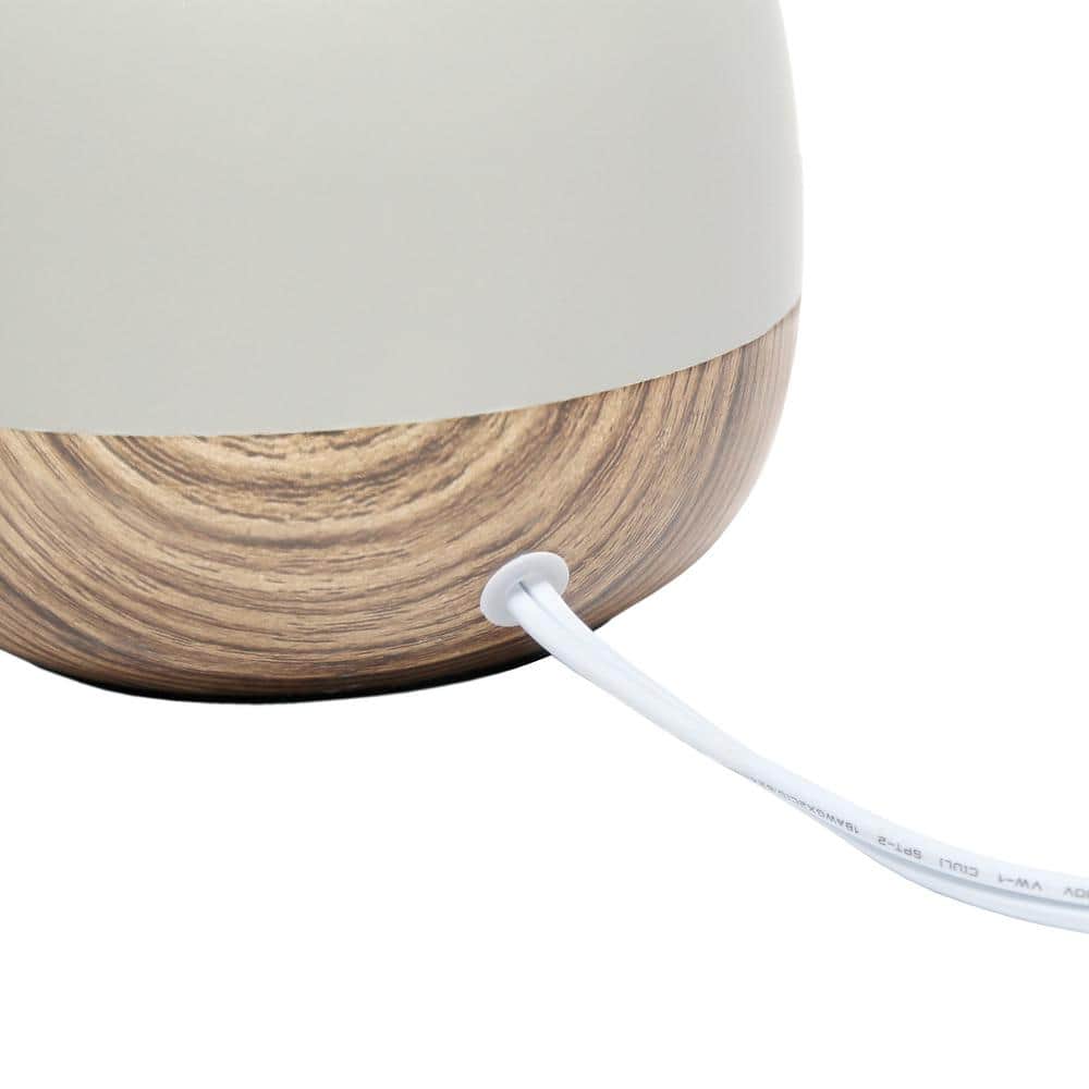 Petite Light Wood and Gray Ceramic Table Lamp