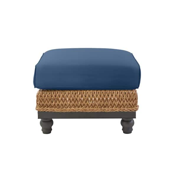 Hampton Bay Cambridge Brown Wicker Outdoor Patio Ottoman with