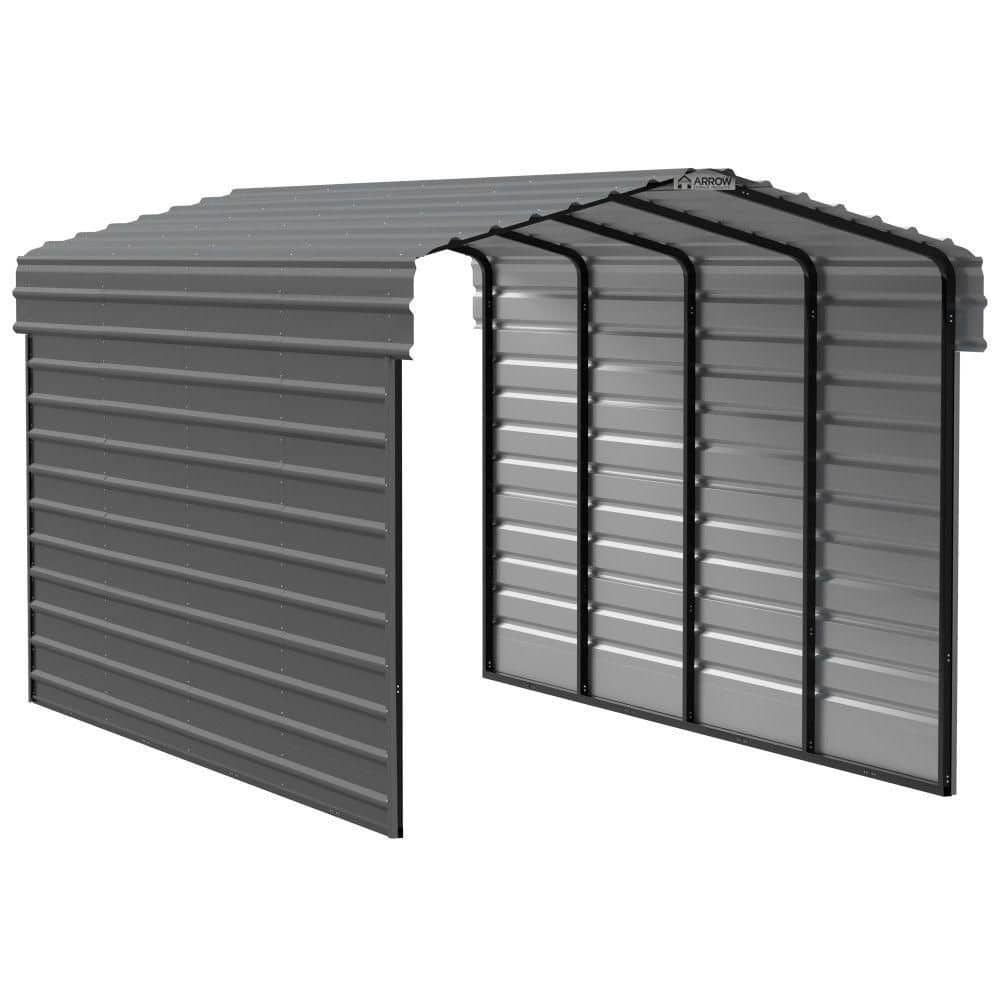 ARROW 10 ft. W x 20 ft. D x 9 ft. H Charcoal Galvanized Steel Carport with 2-Side Wall Kits (CPHC102009ECL2)