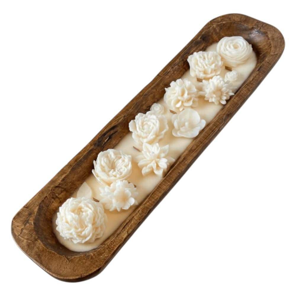 "20"" Ivory Himalayan Bamboo Scented Six Wick Candle In Brown Distressed Wood Oval Dough Bowl" price history on PriceWatchPro