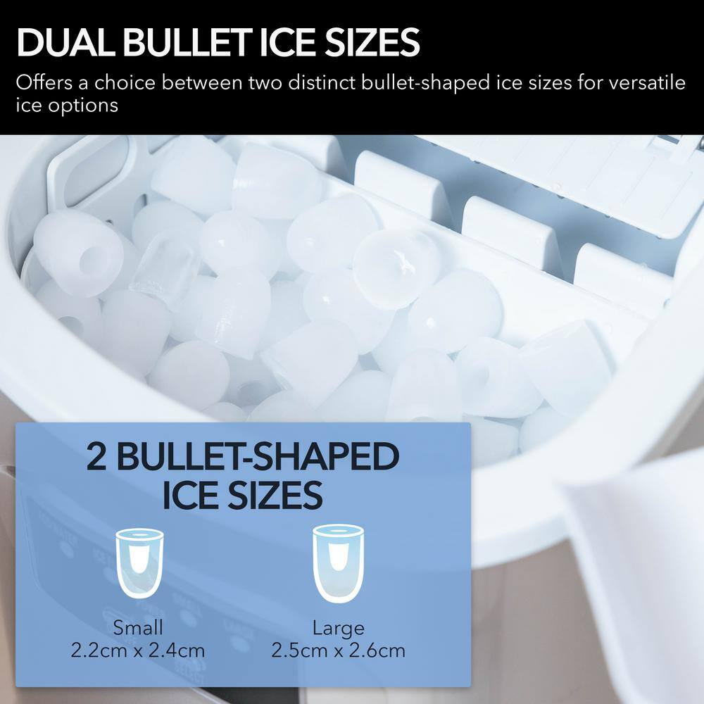 Compact Metallic Silver Freestanding Portable Ice Cube Maker