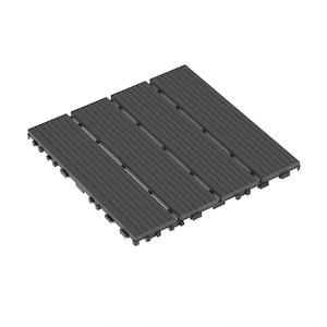 44 Pieces All Weather Outdoor Deck Gray Plastic Patio Tiles, 12 in. x 12 in.