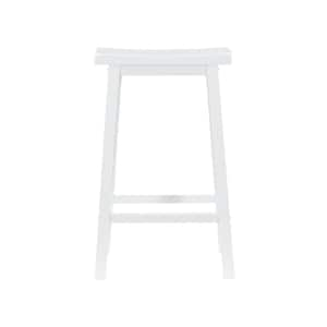 Darby Pure White Finish 29" Saddle Seat Backless Barstool