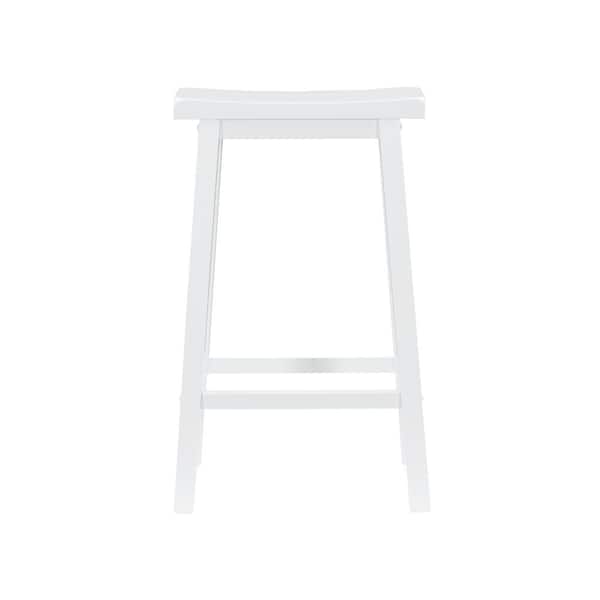Powell Company Darby 29 in. Pure White Backless Wood Bar Stool with Wood Seat