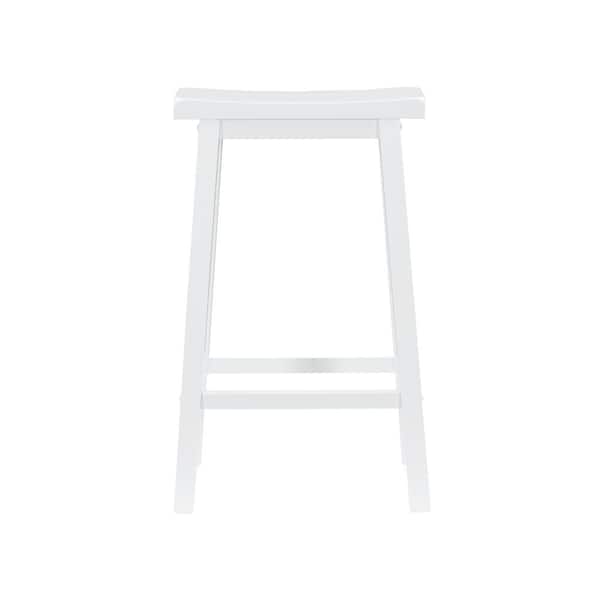 Powell Company Darby Pure White Finish 29" Saddle Seat Backless Barstool