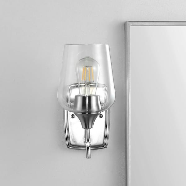 Valda 1-Light Nickel/Clear Indoor Sconce