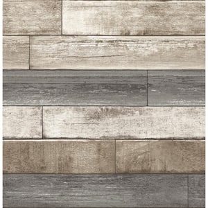 Porter Brown Weathered Plank Paper Strippable Roll (Covers 56.4 sq. ft.)