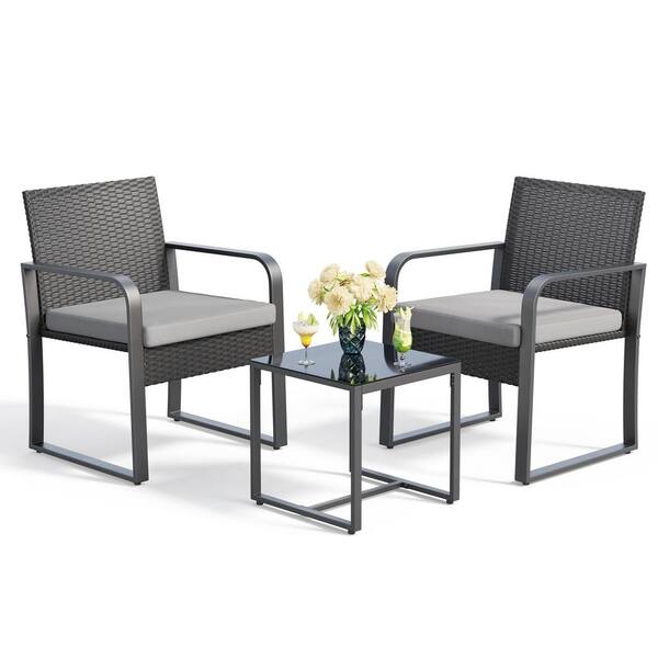 【2025新春福袋】 Lofka 3-Piece Rattan Hand-Woven PE Bistro Set Furniture Set 鳥雑貨・オーナーズグッズ