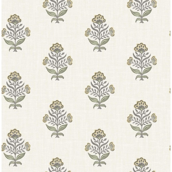 Hollyhock Honey Yellow Floral Crest Wallpaper