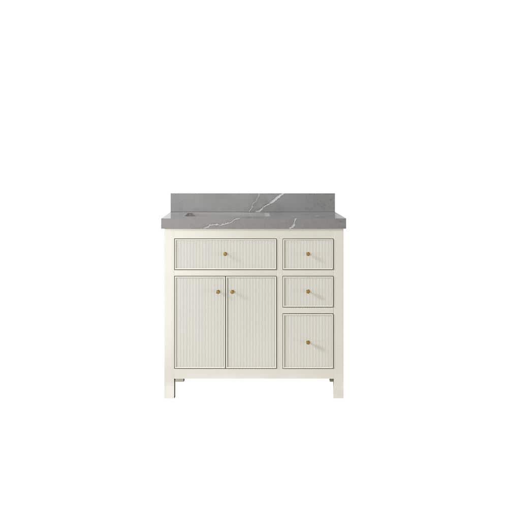 Sonoma 36 in. Left Sink Freestanding Alabaster Bath Vanity with Piatra Gray Quatrz Top Unassembled price history on PriceWatchPro
