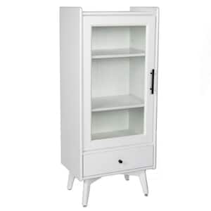 19.75 in. W x 13.75 in. D x 46 in. H White Linen Cabinet with Double Adjustable Shelves and 1-Drawer