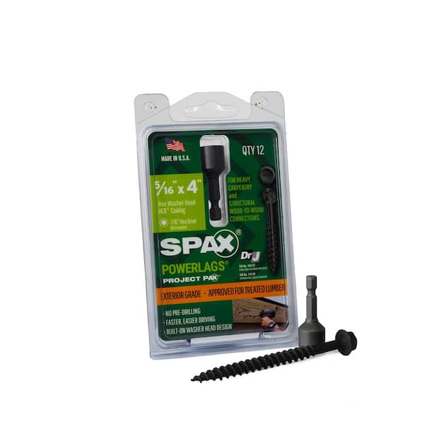 SPAX 5/16 in. x 4 in. Exterior Hex Head Structural Wood Lag Screws Powerlags Hex (12 Each) Bit Included