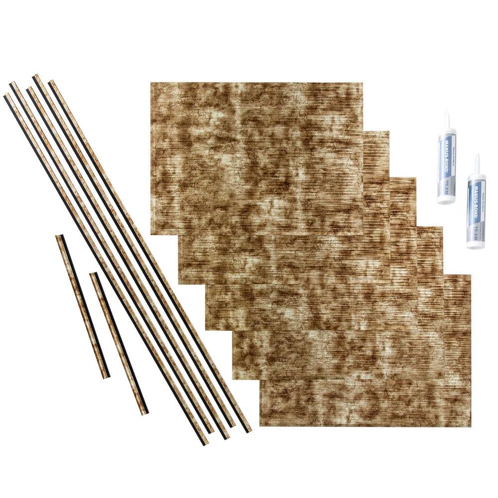 Ripple 18 in. x 24 in. Bermuda Bronze Vinyl Decorative Wall Tile Backsplash 15 sq. ft. Kit price history on PriceWatchPro