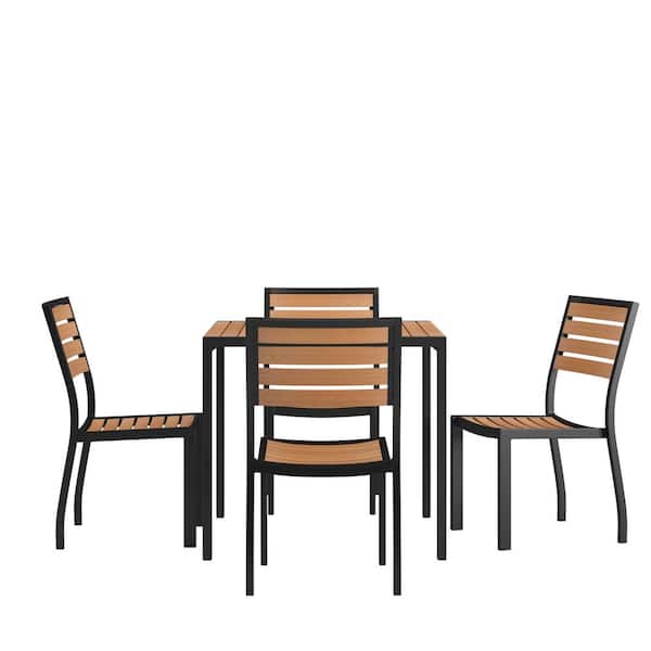 TAYLOR + LOGAN 5-Piece Faux Teak Patio Conversation Set