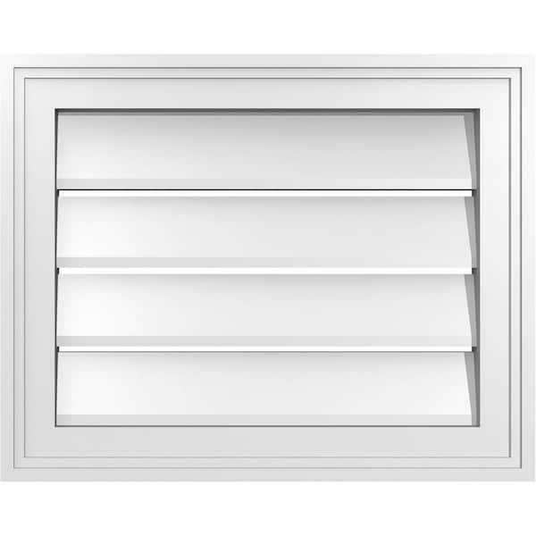 Ekena Millwork 20" x 16" Vertical Surface Mount PVC Gable Vent: Functional with Brickmould Frame