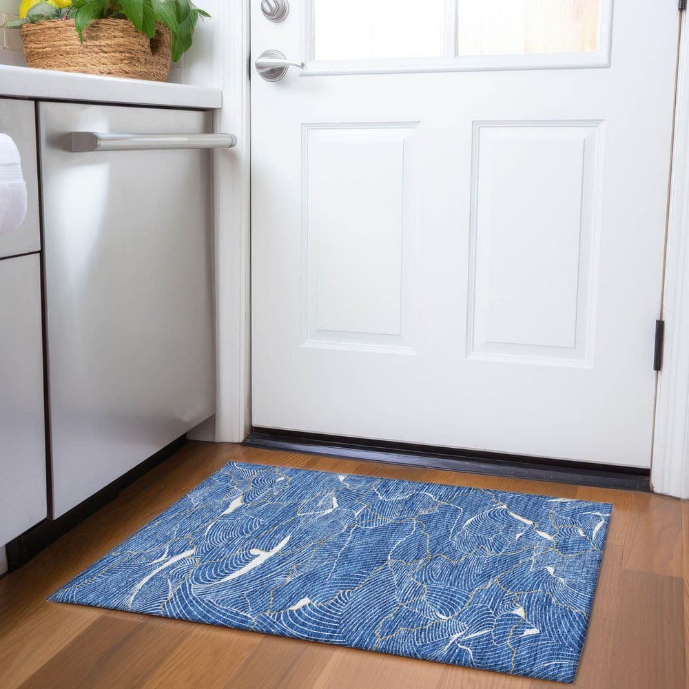 Mayfield Premium Machine Washable Abstract AMF1048 Blue 2 ft. x 3 ft. Area Rug price history on PriceWatchPro