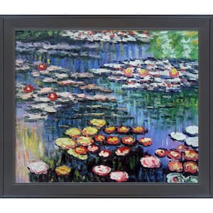 Water Lilies (pink) by Claude Monet Gallery Black Framed Nature Oil Painting Art Print 24 in. x 28 in.