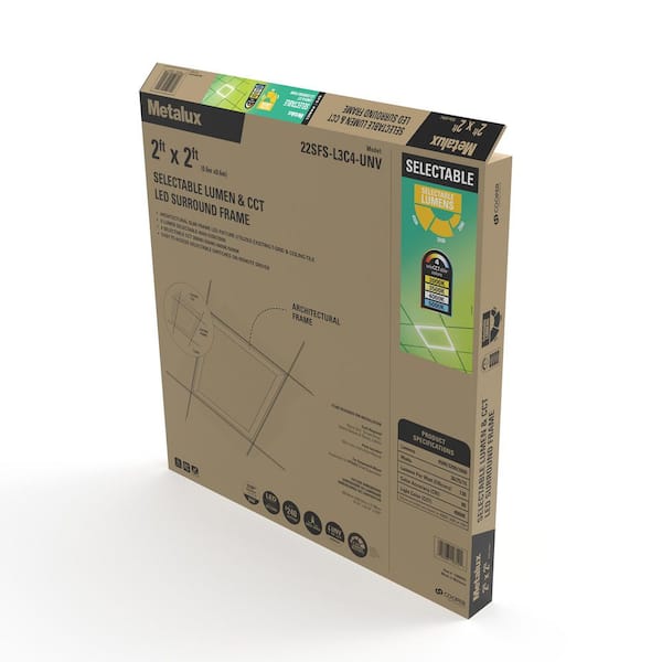 Metalux 2 x 2 ft. Selectable 4500/3200/2000 Lumens, Integrated LED, Surround Architectural Slim Frame Panel, 4-Selectable CCT
