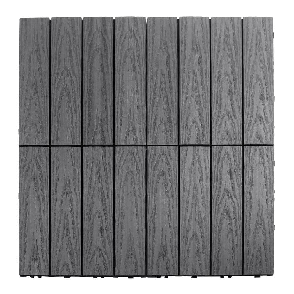Westminster Gray Composite Interlocking Deck Plank with Water Protection