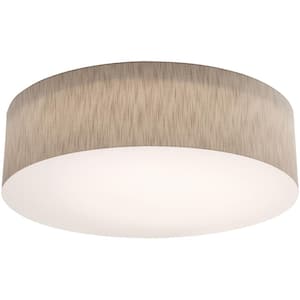 30 in. 4-Light Jute, White Transitional Flush Mount with Shade