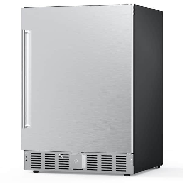 23.43 in. 5.0 cu. ft. 180-Can Undercounter Fridge Mini-Refrigerator in Stainless Steel Silver for Kitchen Office Bar