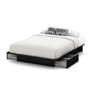 Step One Pure Black Queen Platform Bed with Storage