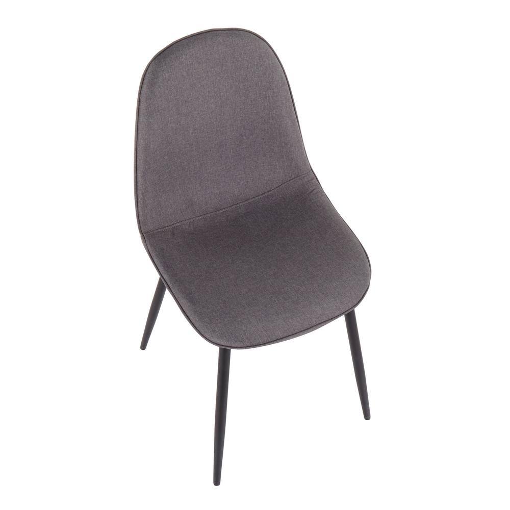 High Back Black Steel and Charcoal Fabric Side Chair