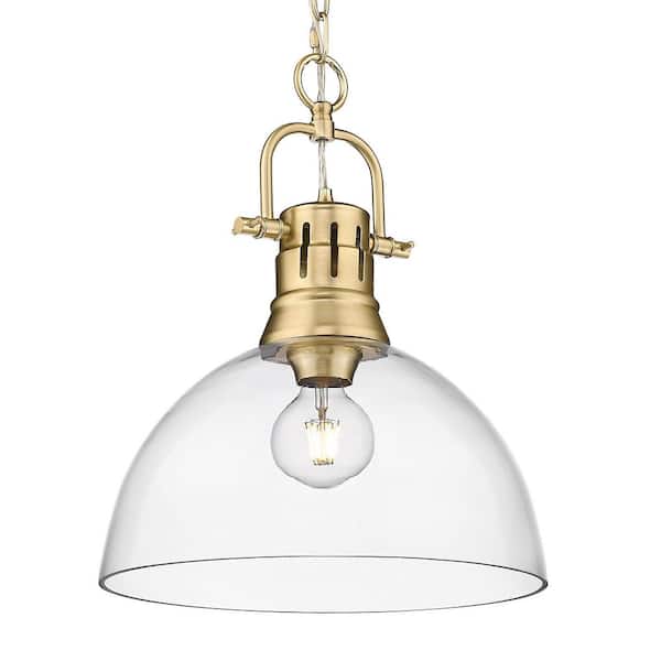 Golden Duncan 1-Light Champagne Bronze Pendant Light with Clear Glass Shade 3602-L - The Home Depot
