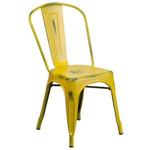 Metal Outdoor Dining Chair in Yellow