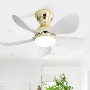 29 in. Indoor Gold Modern Flush Mount Ceiling Fan with LED Dimmable Light and Remote Control