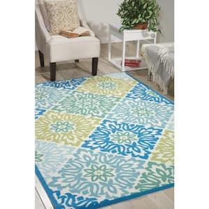 Sweet Things Marine 5 ft. x 7 ft. Geometric Farmhouse Indoor/Outdoor Patio Area Rug
